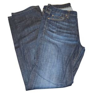 7 For All Mankind Standard Straight Leg Jeans Mens 32 Dark Wash Button Fly USA